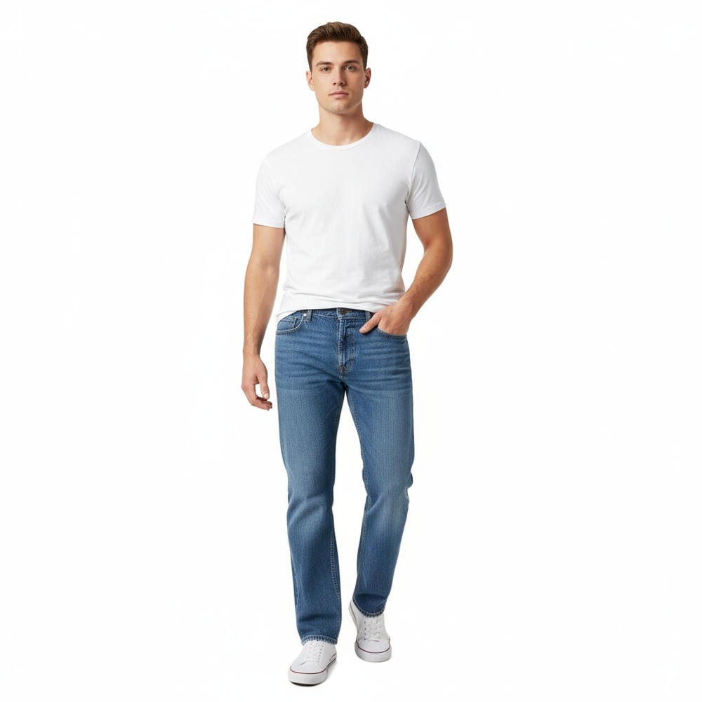 Levi Strauss 559 Jeans Mens Straight Leg Mid Wash Blue Riveted Classic 36X30